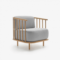 Fauteuil Bois Massif et Tissu - Cage